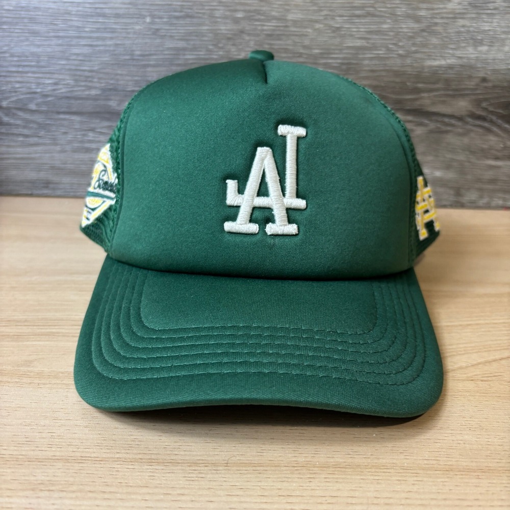 ALMOST SOMEDAY‎ Hat Cap Snap Back Green World Series LA Trucker Adjustable